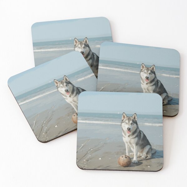 Item preview, Coastal Day with a Curious Husky designed and sold by LaugeBrix.