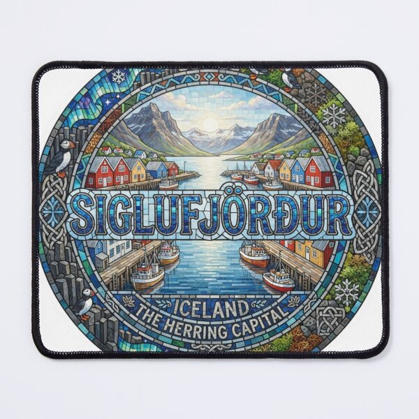 Item preview, Siglufjordur Fjord Mosaic Travel Sticker Summer Souvenir designed and sold by Imaginarium of Chaos falcon88 .