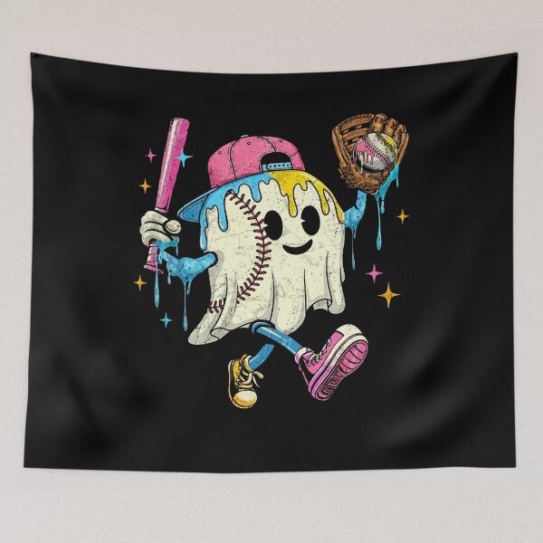 Item preview, Ice Cream Drip Ghost Baseball Spots Baseball Drip Halloween designed and sold by watanabeee.
