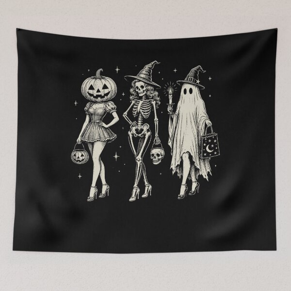 Item preview, Halloween Spooky Girl Squad Skeleton Ghost Pumpkin designed and sold by PartyFam.