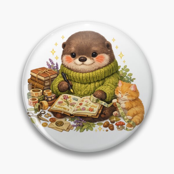 Item preview, Creative Journaling Otter | Cozy Stationery Illustration designed and sold by Cozy Art for Cozy Souls.