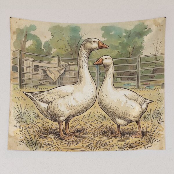 Item preview, Geese, Vintage styled illustration designed and sold by carole hirst.