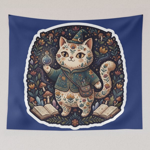 Item preview, Arcane Wizard Cat Illustration  designed and sold by Iampoji.