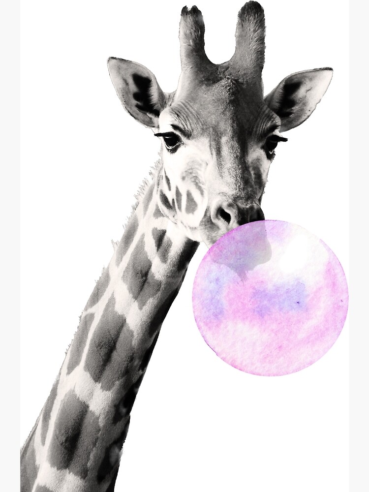 Poster for Sale avec l uvre Girafe bubblegum bulle noir et