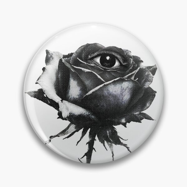 Artikelvorschau, Gotische Rose mit Auge im Rahmen, Schwarz-Weiß-Halbton entworfen und verkauft von HexRelic.