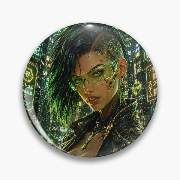 Item preview, Futuristic Cyberpunk Woman Inside Luxury Digital HUD Frame designed and sold by BorgSpareParts.