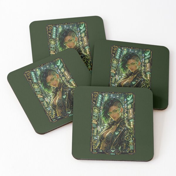 Item preview, Futuristic Cyberpunk Woman Inside Luxury Digital HUD Frame designed and sold by BorgSpareParts.