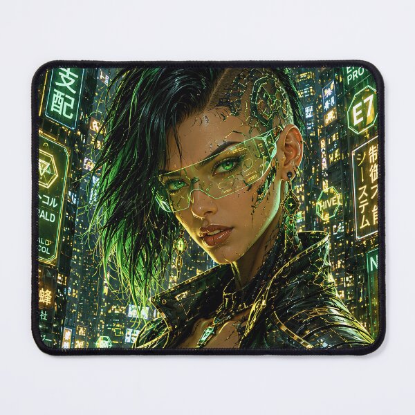 Item preview, Futuristic Cyberpunk Woman Inside Luxury Digital HUD Frame designed and sold by BorgSpareParts.