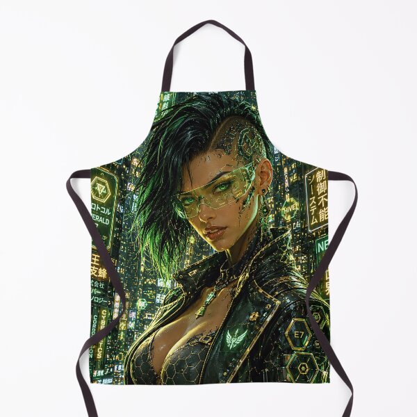Item preview, Futuristic Cyberpunk Woman Inside Luxury Digital HUD Frame designed and sold by BorgSpareParts.