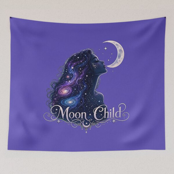 Aperçu de l'œuvre Autocollant esthétique Moon Child Galaxie Céleste créée et vendue par Aliplus+.