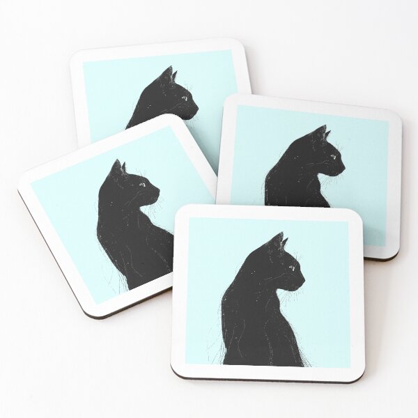 Item preview, Minimalist Black Cat Silhouette Art Print, Pastel Blue Background designed and sold by KANAH FORYED.