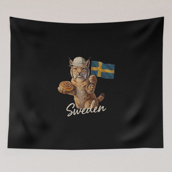Item preview, Sweden Lynx Swedish Flag Cinnamon Bun Kanelbulle Mascot designed and sold by Enea Kelo.