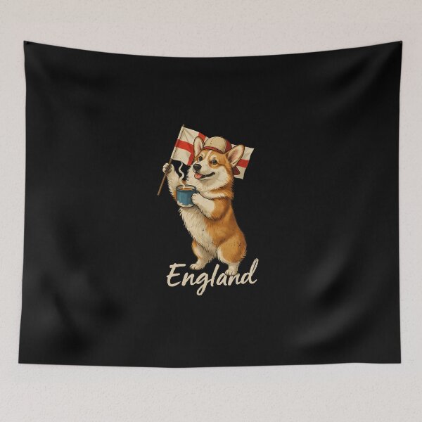 Item preview, England Welsh Corgi St Georges Cross Flag Hot Tea Mug Mascot designed and sold by Enea Kelo.