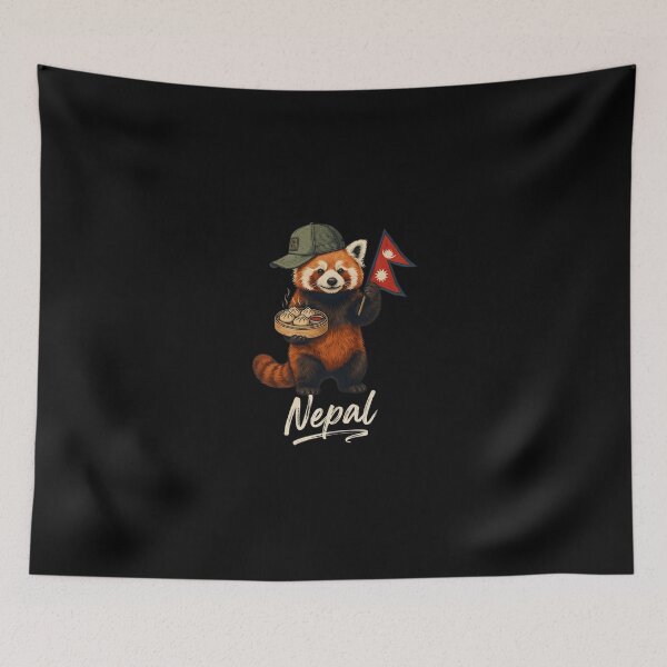 Item preview, Nepal Red Panda Nepalese Flag Steamed Momo Dumplings Mascot designed and sold by Enea Kelo.