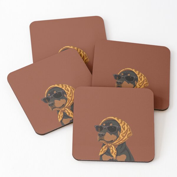 Item preview, Cool Rottweiler with Sunglasses and Leopard Scarf – Stylish Dog Portrait Design designed and sold by caseluv.