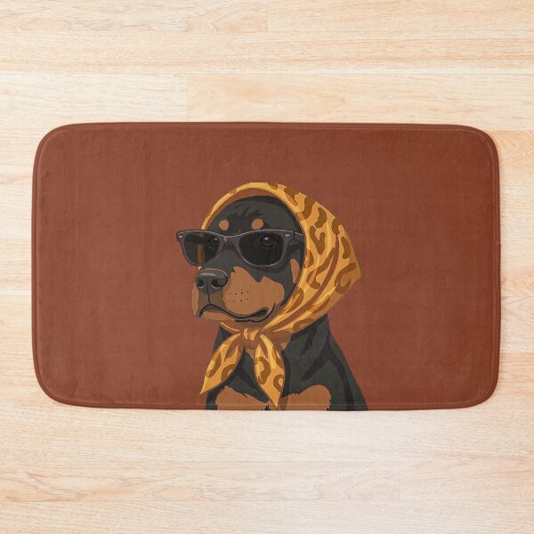 Item preview, Cool Rottweiler with Sunglasses and Leopard Scarf – Stylish Dog Portrait Design designed and sold by caseluv.