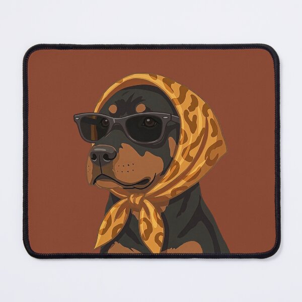 Item preview, Cool Rottweiler with Sunglasses and Leopard Scarf – Stylish Dog Portrait Design designed and sold by caseluv.