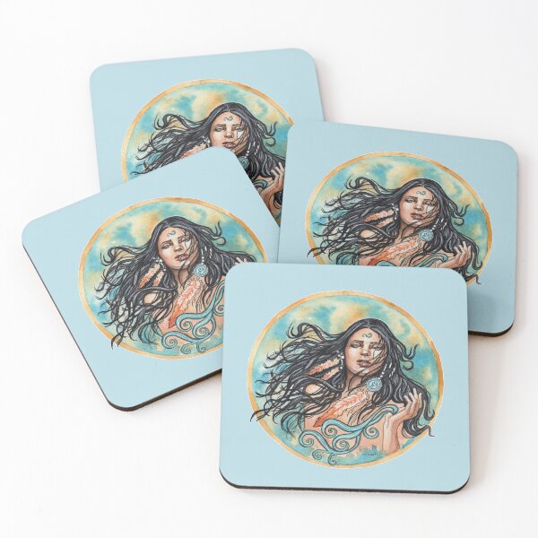 Item preview, Air element goddess witch celestial zodiac art designed and sold by esmavart.