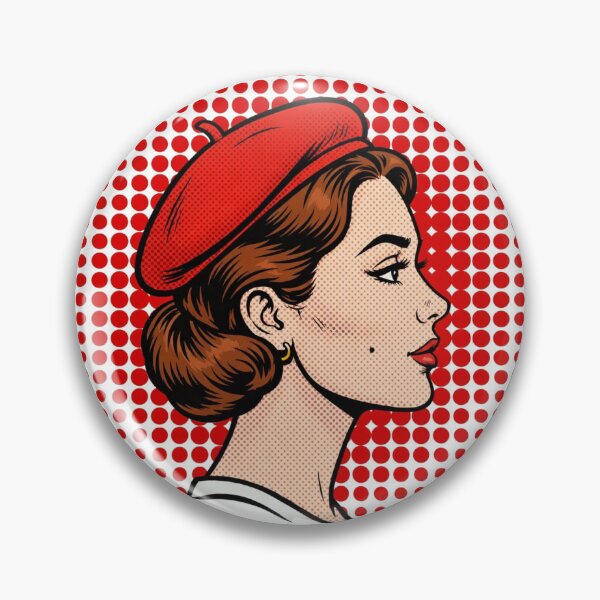 Item preview, LA DONNA Red Beret Pop Art Vintage Comic Girl designed and sold by MAISON SYLVIE.