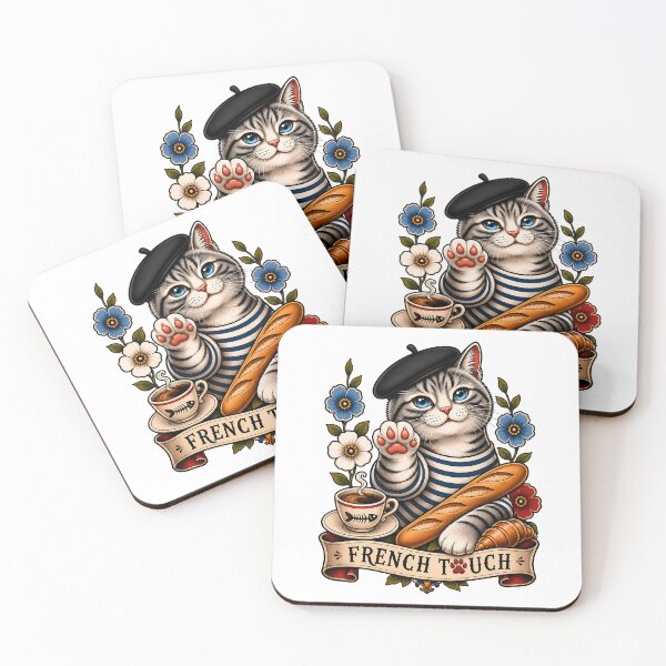 Item preview, French Touch Cat Vintage Tattoo Style designed and sold by Old's Cool Cat Studio.