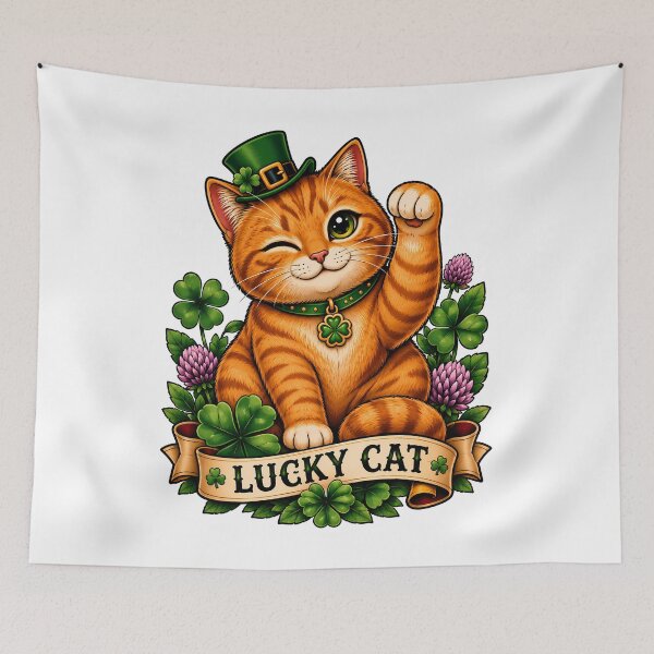 Item preview, Lucky Irish Cat St. Patrick's Day Tattoo Style designed and sold by Old's Cool Cat Studio.