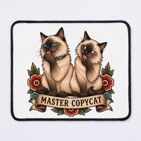 Item preview, Siamese Master Copycat Vintage Tattoo Style designed and sold by Old's Cool Cat Studio.