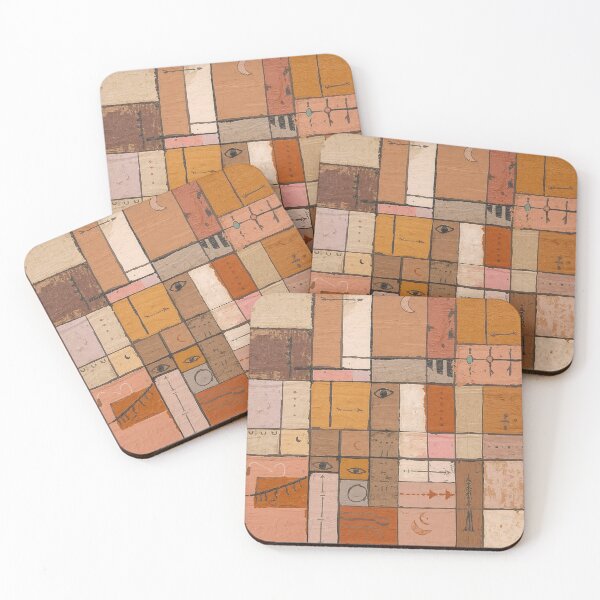 Item preview, Paul Klee Style Abstract Grid - Earthy Terracotta Symbols #3 designed and sold by Message from Earth.
