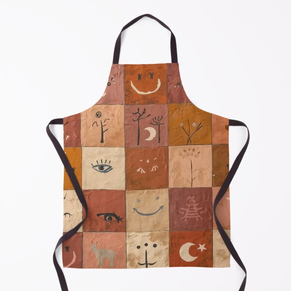 Item preview, Paul Klee Style Abstract Grid - Earthy Terracotta Symbols #1 designed and sold by Message from Earth.