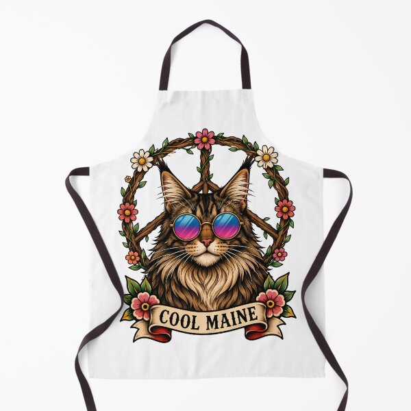 Item preview, Cool Maine Coon Hippie Cat Peace Sign Tattoo designed and sold by Old's Cool Cat Studio.