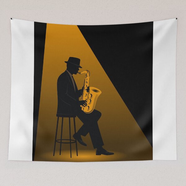 Item preview, Jazz in the Spotlight | Minimalist Saxophone Illustration | Noir Jazz Music Print | Modern Jazz Art designed and sold by Studio pod Burom.