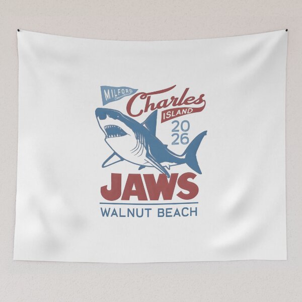 Item preview, JAWS Walnut Beach Vintage Shark Shirt, Charles Island 2026 Retro Beach Graphic, Milford Connecticut Coastal Summer Ocean Tourist Gift designed and sold by Blebaylem.