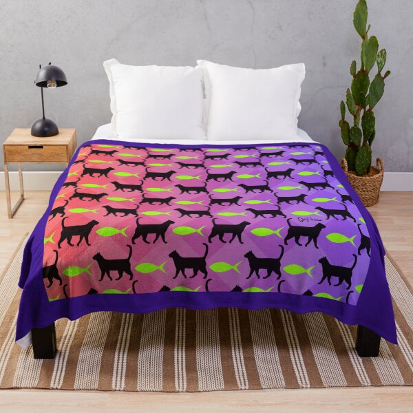 Item preview, Pattern Halloween - Cats and fishes 2 colors designed and sold by DiFraia Studio.