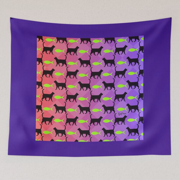 Item preview, Pattern Halloween - Cats and fishes 2 colors designed and sold by DiFraia Studio.
