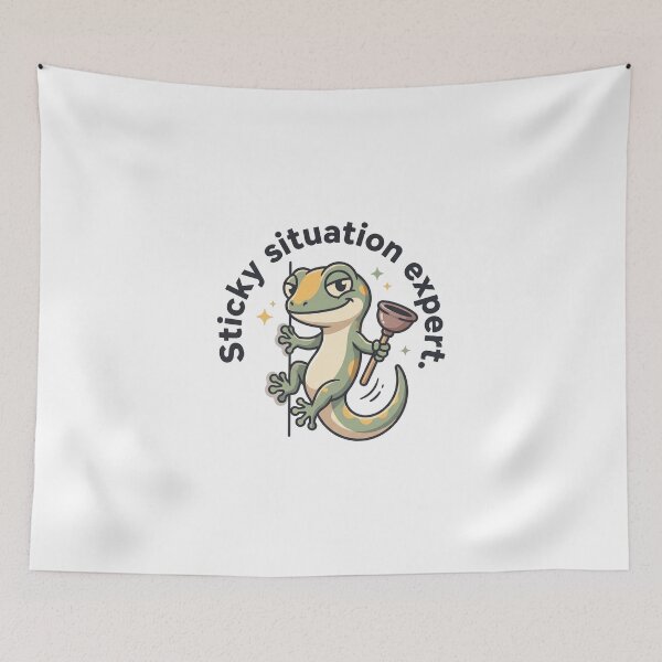 Item preview, Funny Sticky Situation Expert Cute Gecko Lizard designed and sold by mackartist.