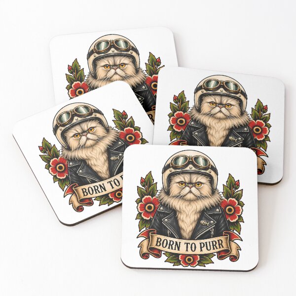 Item preview, Born to Purr Vintage Biker Cat Tattoo designed and sold by Old's Cool Cat Studio.