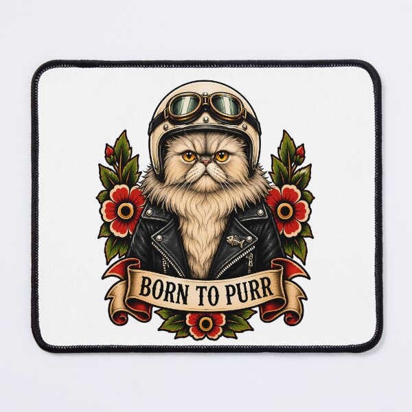 Item preview, Born to Purr Vintage Biker Cat Tattoo designed and sold by Old's Cool Cat Studio.
