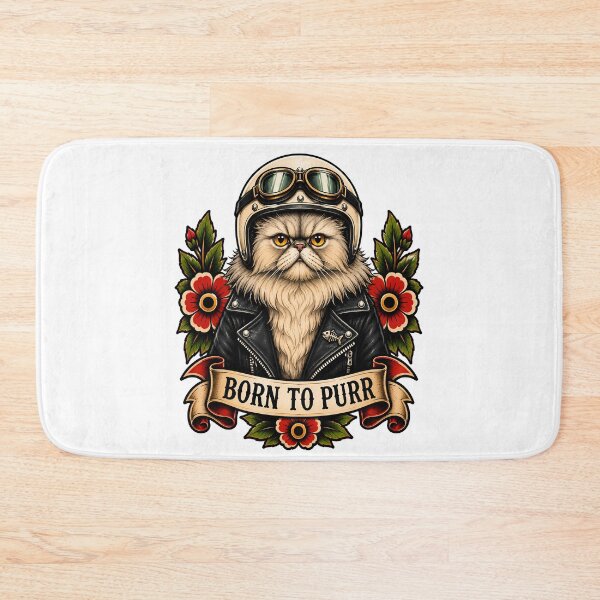 Item preview, Born to Purr Vintage Biker Cat Tattoo designed and sold by Old's Cool Cat Studio.
