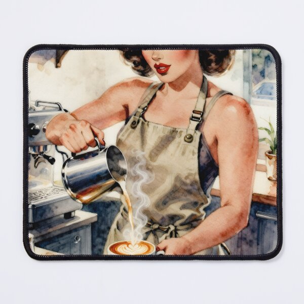 Item preview, Retro Pin-Up - Barista Lady designed and sold by AiFantasticArt.
