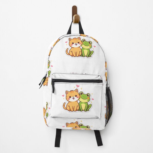 Item preview, Cute Cat and Frog Best Friends Kawaii Sticker | Animal Friendship Design designed and sold by Tiny-Doodle-Co.