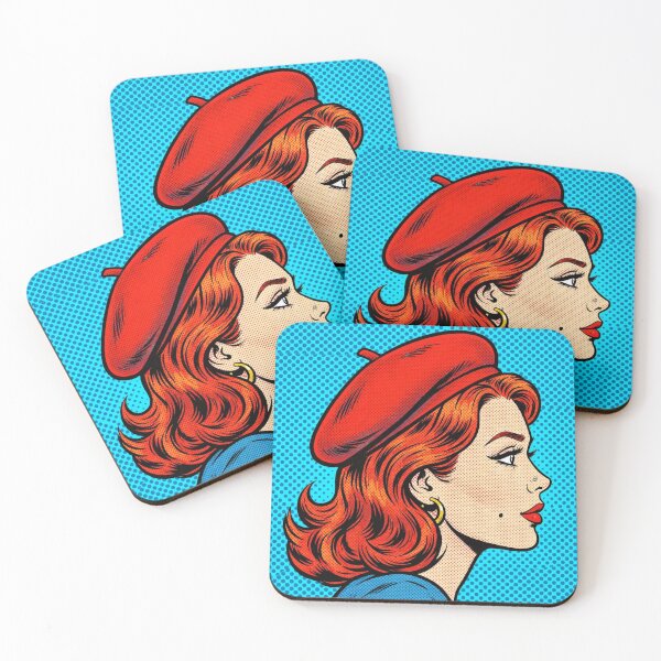 Item preview, RED BERET PROFILE Pop Art Redhead Vintage Comic Side View designed and sold by MAISON SYLVIE.