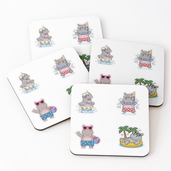 Item preview, Cute Summer Hippo Pool Party Stickers designed and sold by KAWAII STUDIO NB.