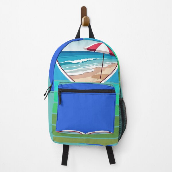 Item preview, Retro Beach Heart with Beach Umbrella on Vintage Blues Coastal Stripes designed and sold by Beachy.