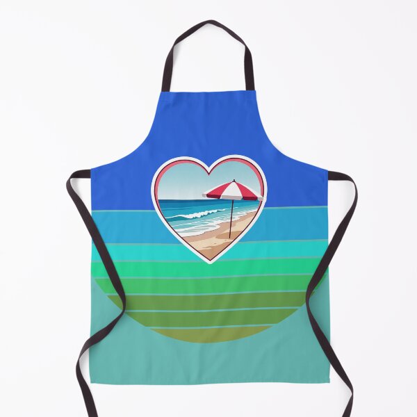Item preview, Retro Beach Heart with Beach Umbrella on Vintage Blues Coastal Stripes designed and sold by Beachy.