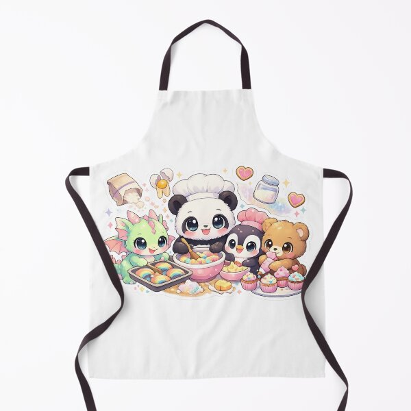 Item preview, Cute Baby Dragon Baking Rainbow Cookies with Panda Penguin Teddy Bear Kawaii Sticker designed and sold by Sidra digital art 8277237.