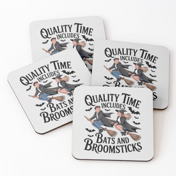 Item preview, Quality Time Includes Bats and Broomsticks – Cute Halloween Couple Design designed and sold by Jollys-ArtShop.