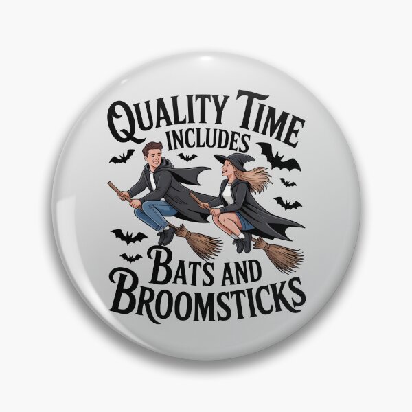Item preview, Quality Time Includes Bats and Broomsticks – Cute Halloween Couple Design designed and sold by Jollys-ArtShop.