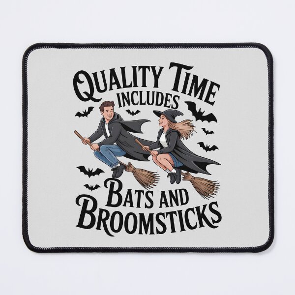 Item preview, Quality Time Includes Bats and Broomsticks – Cute Halloween Couple Design designed and sold by Jollys-ArtShop.