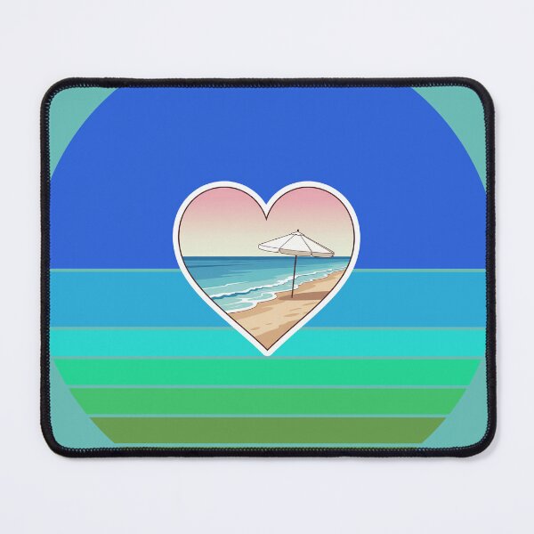 Item preview, Retro Coastal Heart with Beach Umbrella on Beachy Vintage Ocean Stripes designed and sold by Beachy.