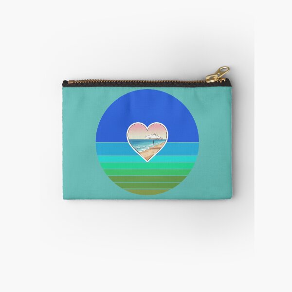Item preview, Retro Coastal Heart with Beach Umbrella on Beachy Vintage Ocean Stripes designed and sold by Beachy.