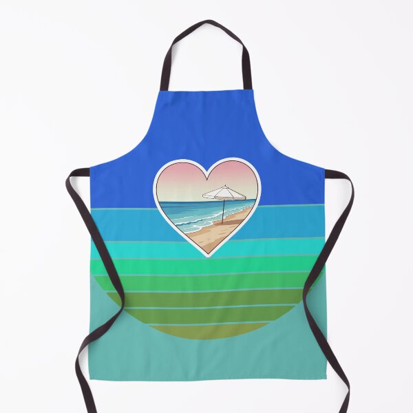 Item preview, Retro Coastal Heart with Beach Umbrella on Beachy Vintage Ocean Stripes designed and sold by Beachy.